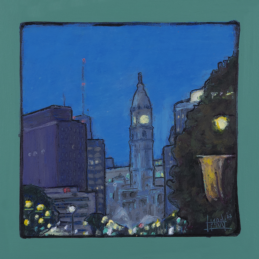 City Hall Approach - Oil pastel painting by Harry Boardman