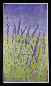 pastel painting of a lavender field close up.