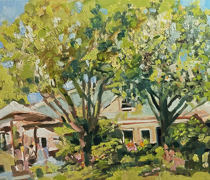 William Martin Sunny Day at Crossing Vineyard oil on panel