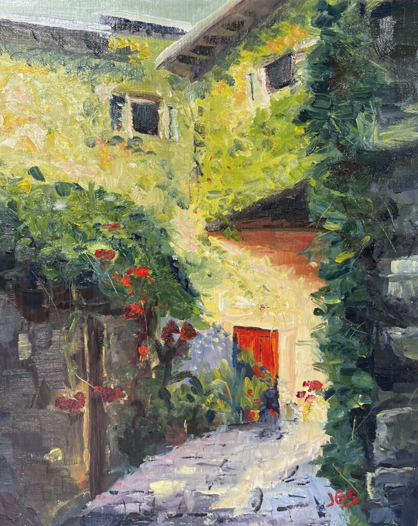 Jen Gorman-Strawbridge Red Door in Montefioralle oil painting