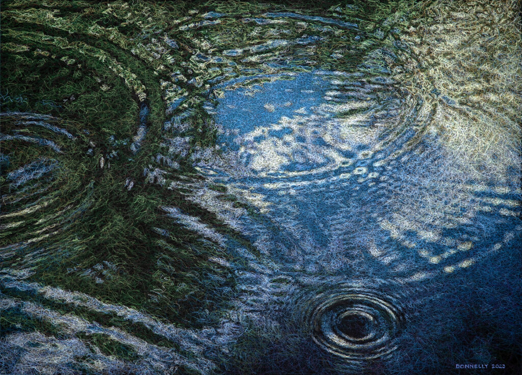 Bill Donnelly Pond Ripples wax and crayon art work