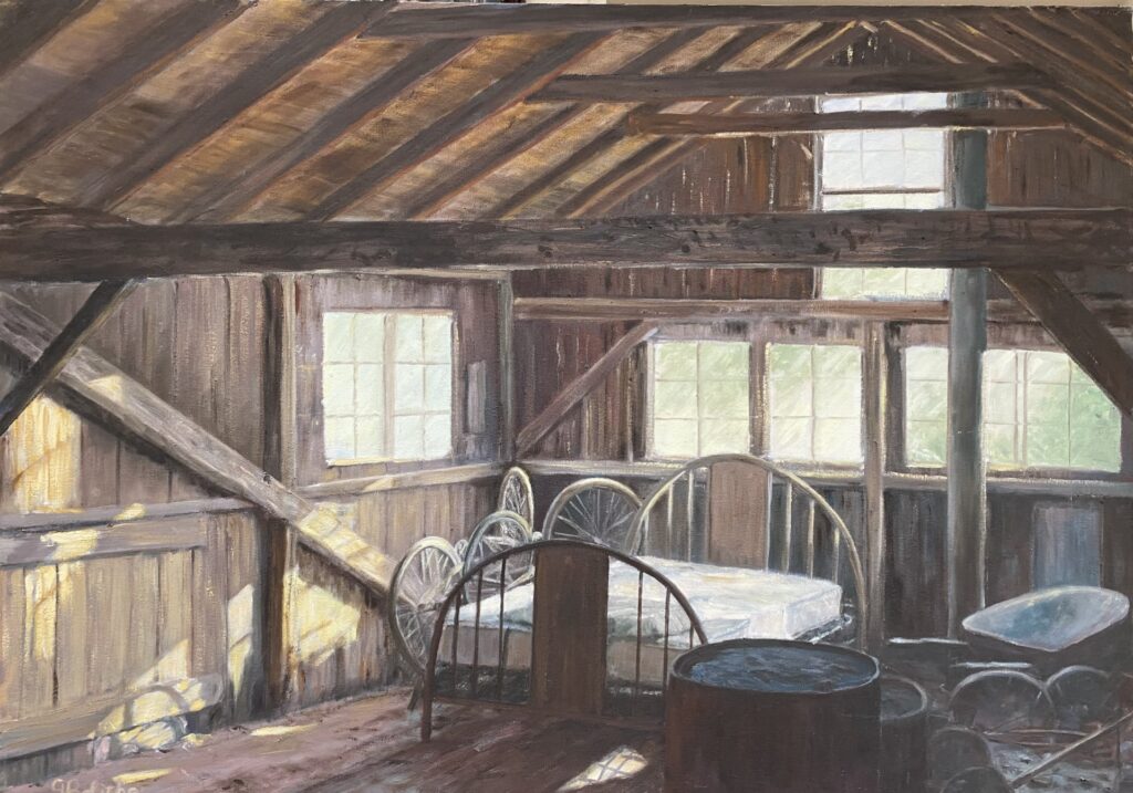 Gilbert Bolitho Upstairs in the Old Barn oil on canvas painting