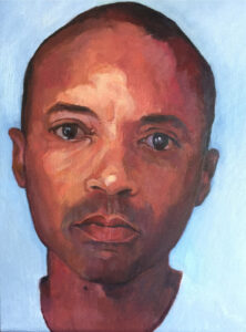 Elise Dodeles painting portrait of George Lombard