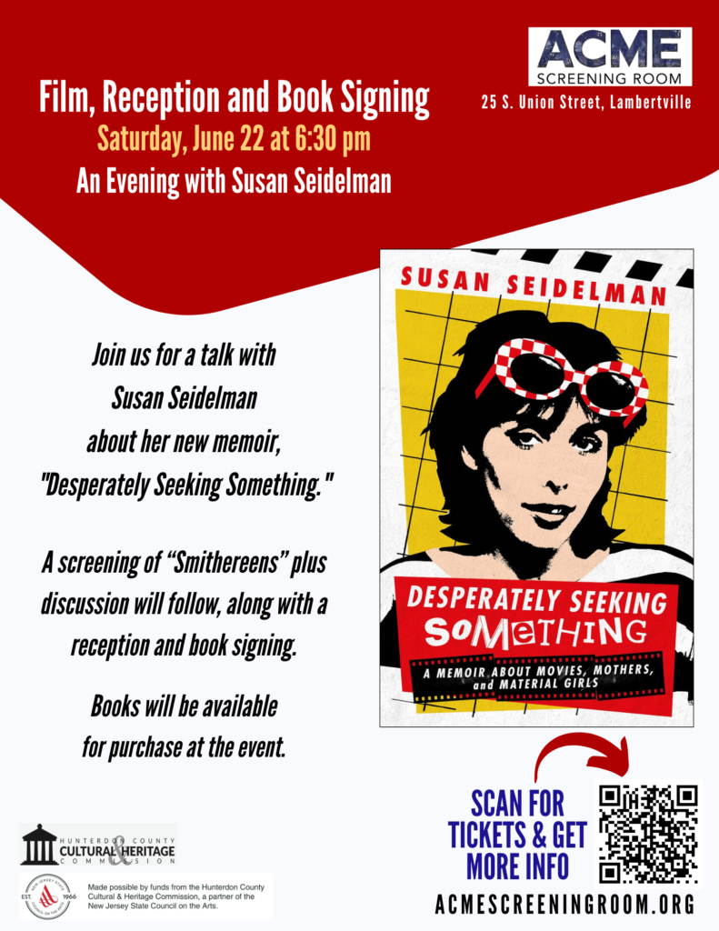 SPECIAL EVENT: An Evening with Susan Seidelman – Film & Book Signing and Reception