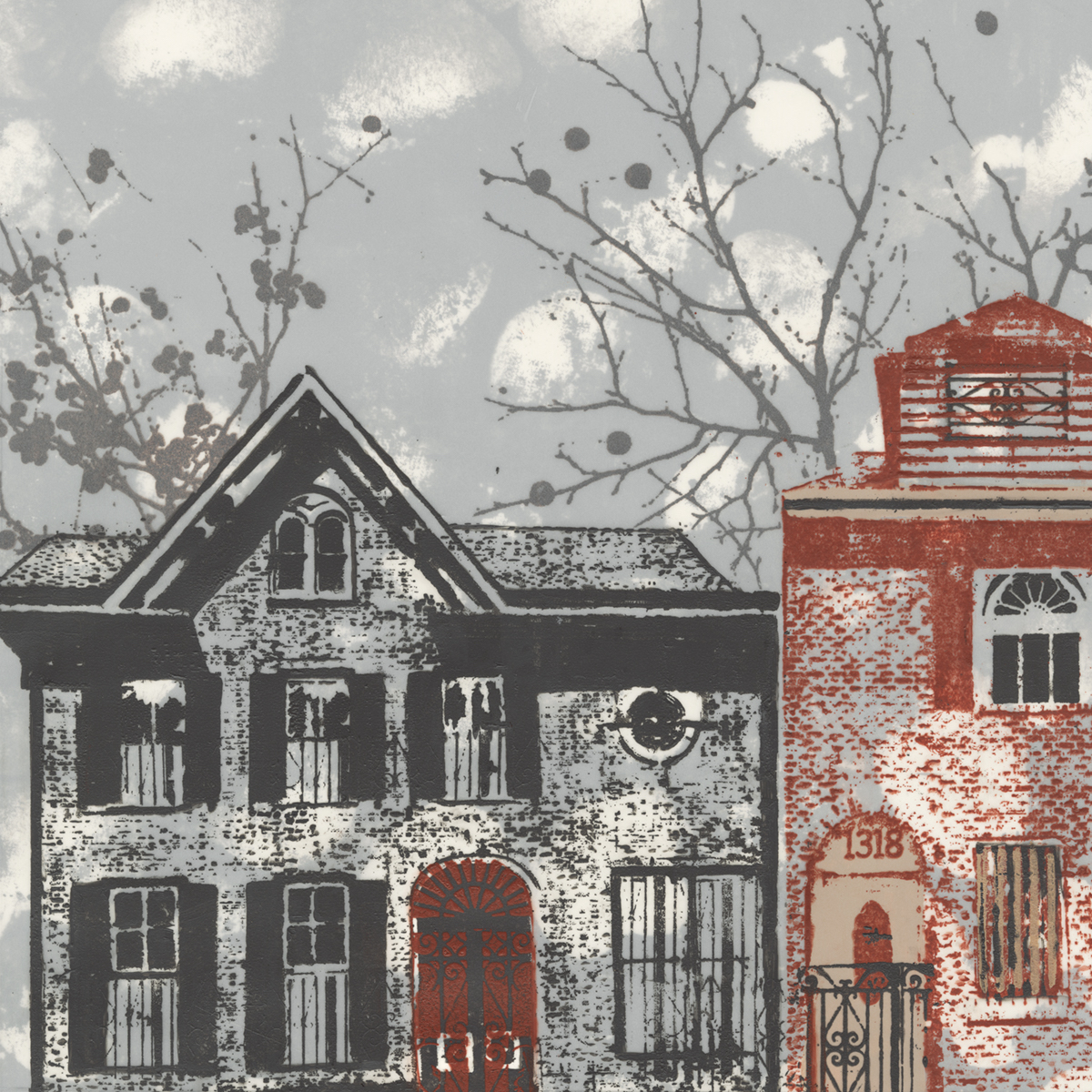 ean Burdick, Monoprint with silkscreen and hand painting